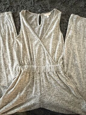 LC Lauren Conrad Heather Gray Sleeveless Wrap Jumpsuit NWOT
